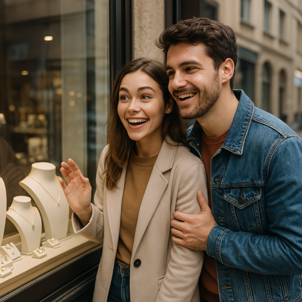 Paar-vor-Schaufenster